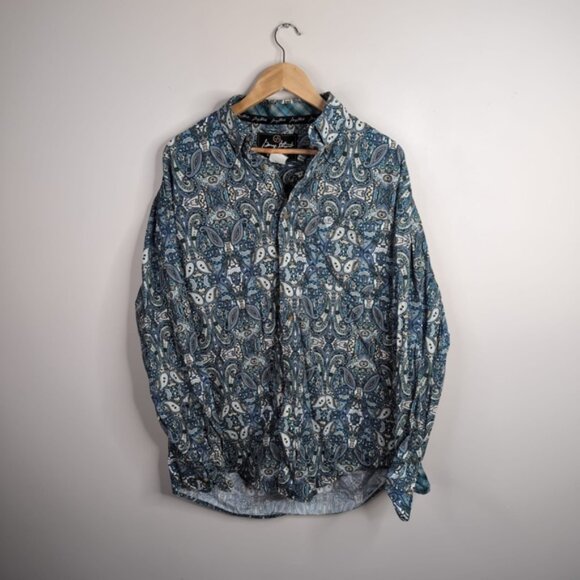 George Strait Wrangler Floral Flip Cuffs Western Cowboy Paisley Shirt Men's XL - Picture 3 of 9